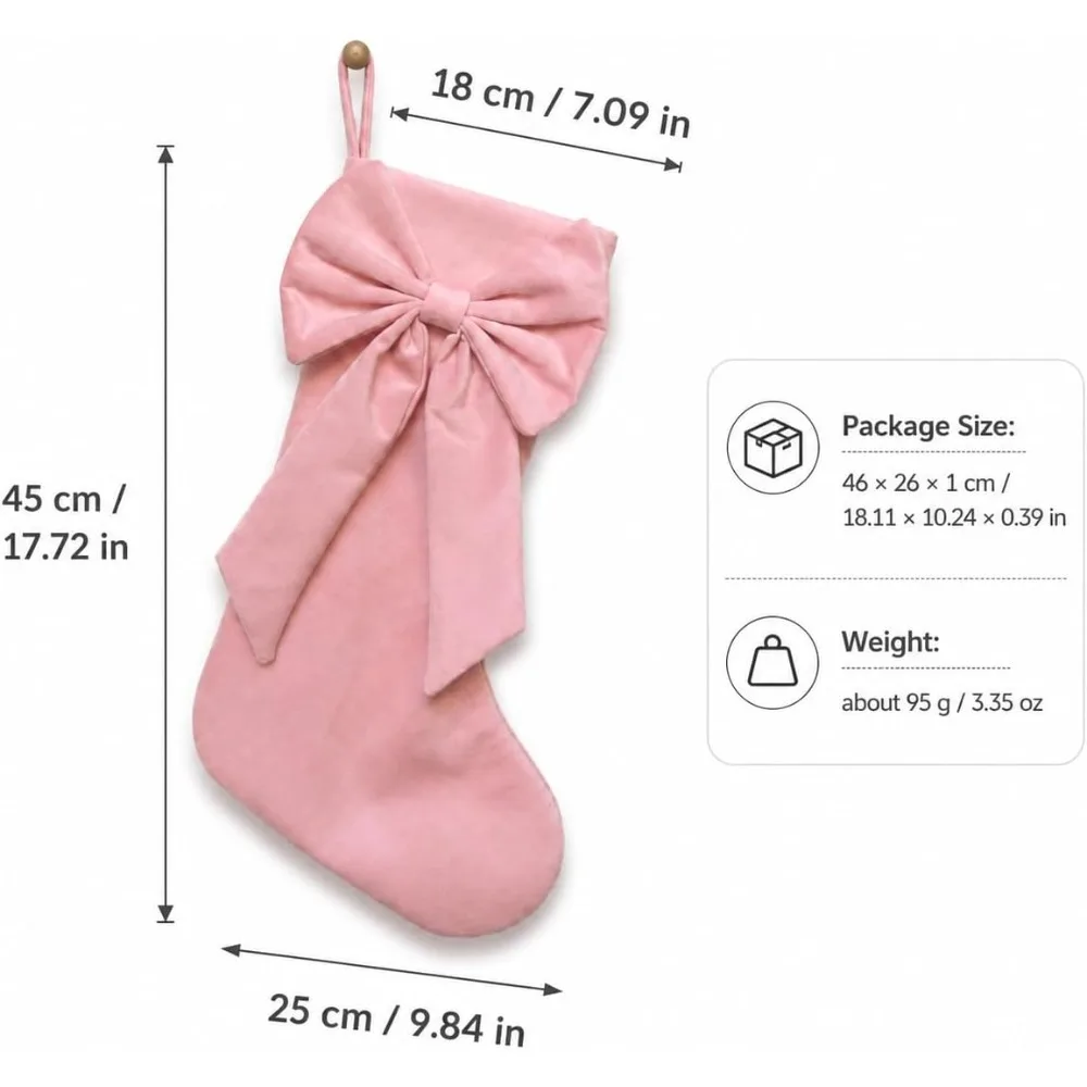 1-4 Stück rosa Samt-Weihnachtsstrümpfe mit großer Schleife – Bild 5