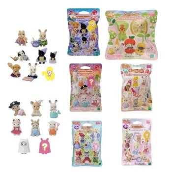 Heiße Sylvanian Families Modell spielzeug Baby Mini Figur Zimmer Dress Up Nette Box Kuchen Glück Tasche Puppe