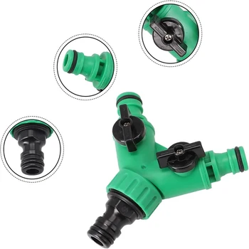 Garten-Wasserverteiler Y-Verbinder 2-Wege-Ventil mit Schalter - Schneller Kunststoffadapter für Wasserhahn
