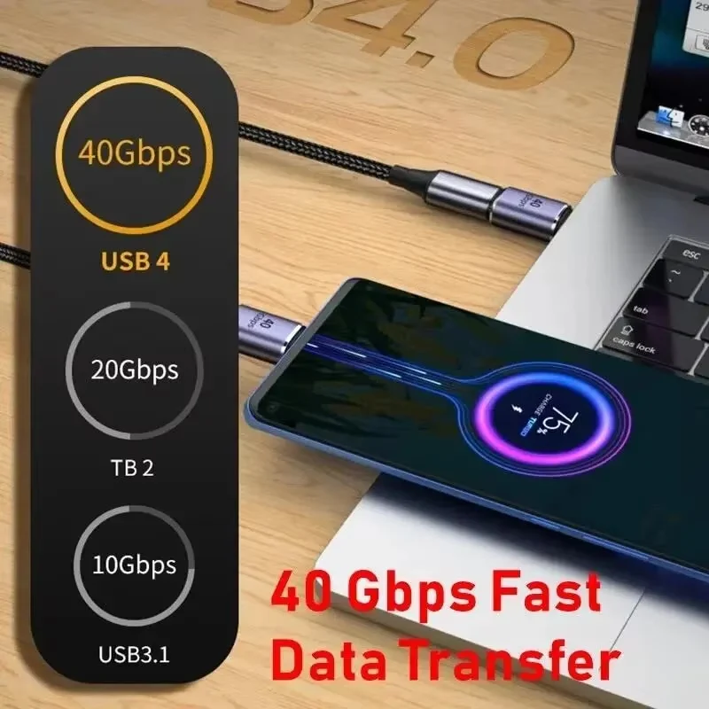 USB4 Winkeladapter USB-C 90 Grad, 40 Gbit/s, 100 W, 8K – Bild 5