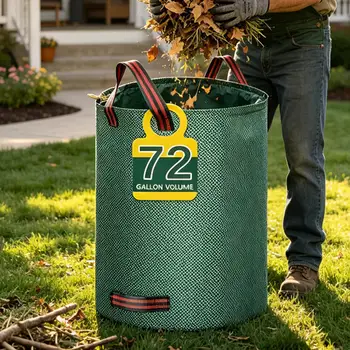 Gartenabfallsack, 72 Gallonen, wasserdichter Sammelbehälter für Gartenabfälle mit Handschuhen (3 Stück)