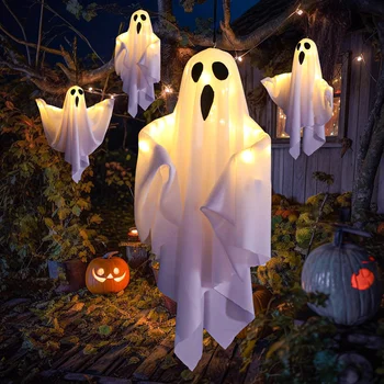 DIY White Ghost Halloween Dekoration LED Hängende Licht Emittierende Styling Licht Horror Indoor Party