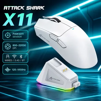 Kabellose RGB Gaming-Maus X11, Bluetooth/2,4 GHz/Kabel, mit Ladestation