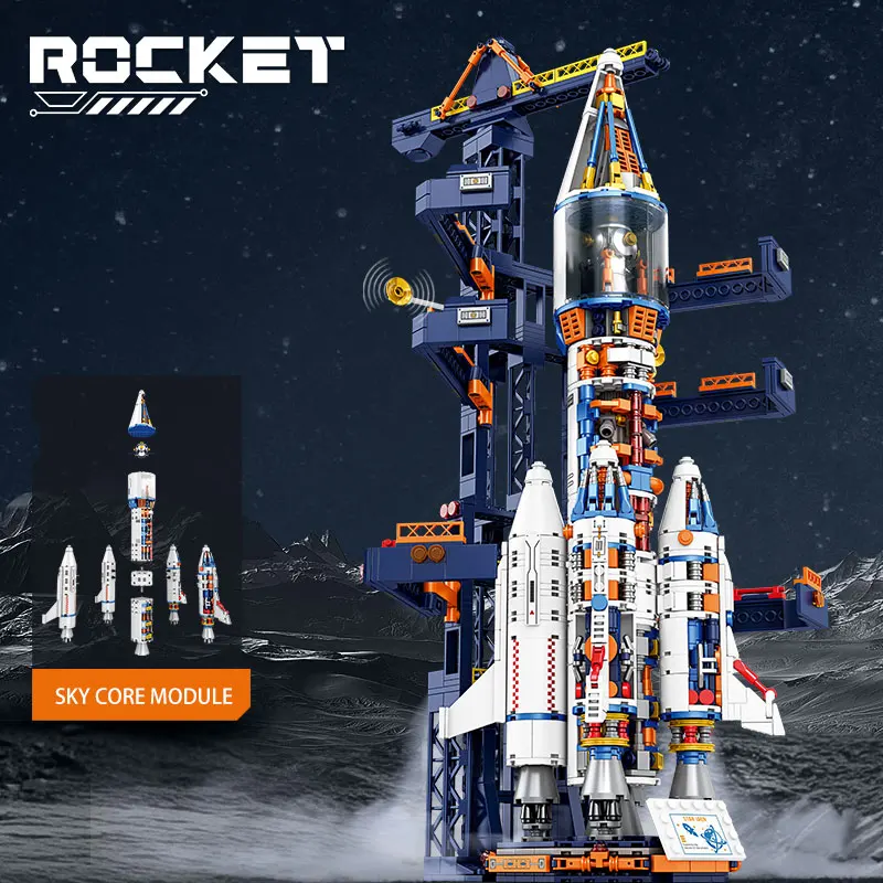 Bemannte Rakete Modell Bausteine Raumstation Bau Spielzeug – Bild 3