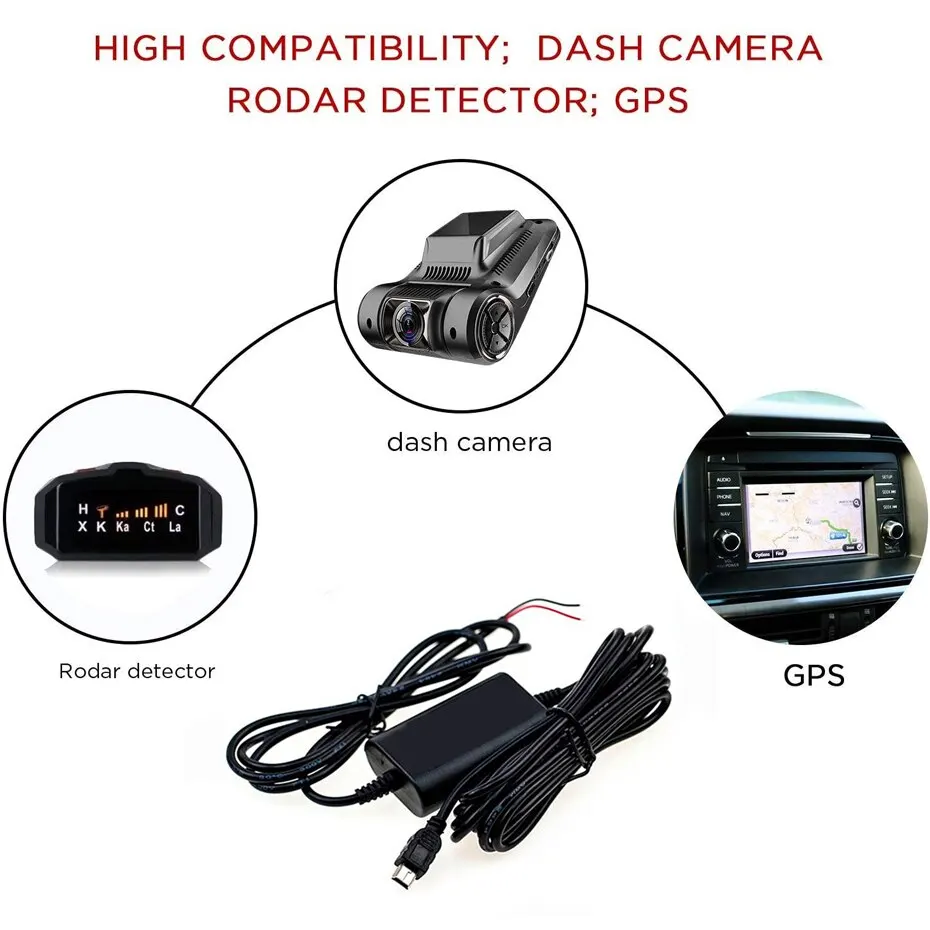 CarDash Cam Wire 3,2 m DVR Hardwire Kabel Kit Video Recorder – Bild 4
