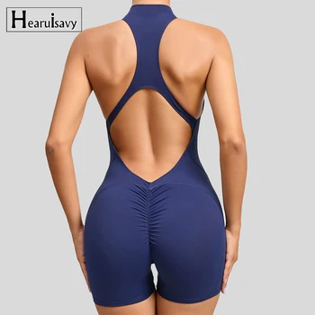 Sommer Kurzer Sport-Jumpsuit Ärmelloses Gym-Set Damen Yoga-Kleidung Einteiler Trainingsanzug Outdoor-Freizeit