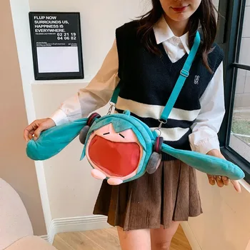 Anime Hatsune Miku Tasche Q Version Kawaii Figur Plüsch Tasche Modell Puppe Plüsch Stofftier Schulter Tasche