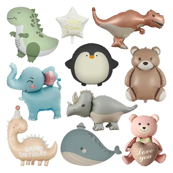 Niedliche Matte Tier-Folienballons Cartoon Wal Pinguin Bär Elefant Dinosaurier Heliumballons Geburtstagsparty