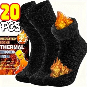 Ultradicke Wollsocken für Herren im Herbst und Winter, verdickt mit Fleece, um warm und kältebeständig