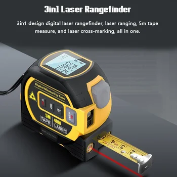 3-in-1 Laser-Entfernungsmesser 40M/60M Hochpräzises Messwerkzeug mit 5M Maßband & LCD-Display für Baufachleute