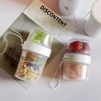 Frühstück Haferflocken Müsli Nuss Joghurt Salat Tasse Dichtung Container Set mit Gabel Sauce Tasse Deckel