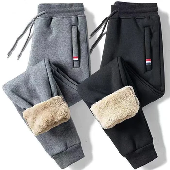 Winter Lammwolle Warme Casual Hosen männer Fitness Jogging Jogginghose Männlich Solide Kordelzug Böden Fleece