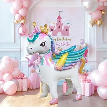 Freistehender süßer Einhorn-Ballon, Geburtstagsdekoration, Regenbogen-Einhorn-Partyzubehör, Raumdekoration
