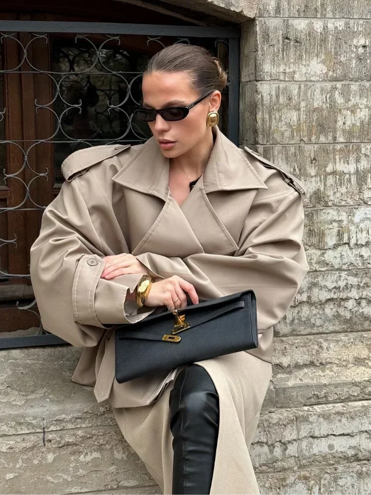 Dame Einfarbig Spitze Up Jacke Elegante Chic Lange Ärmeln – Bild 6