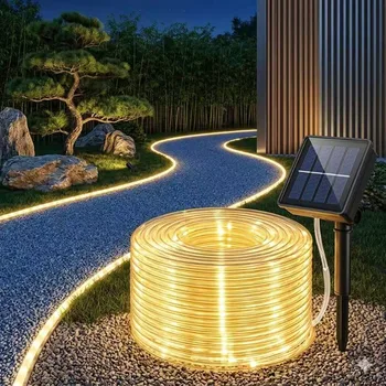 7m/12m/22m Solar-Weihnachtslichterkette für Außenbereich, Wasserdichte Xmas-Girlande, Feenhafte