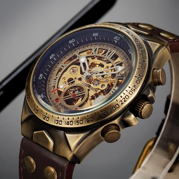 Armbanduhr für Männer wasserdichte automatische mechanische Uhr Herren uhr Retro Montre Homme mit echtem Leder