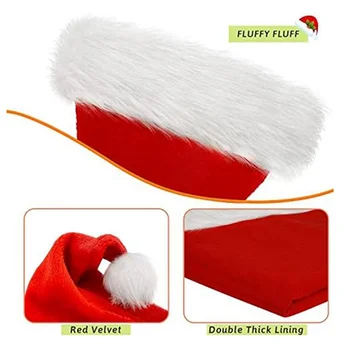 Weihnachtsmütze, Weihnachtsmütze, Urlaub für Erwachsene, Unisex, bequem, extra verdicktes Fell