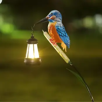 Solar-Gartenfiguren: Solarbetriebene Eisvogel-Laterne für Garten, Hof, Terrasse, Veranda, Rasen und Gehwege