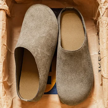 Herren-Hausschuhe, Retro-Stil, Einfarbige Flache Damen-Slingback-Schuhe, Geschlossene Zehenpartie, Runde