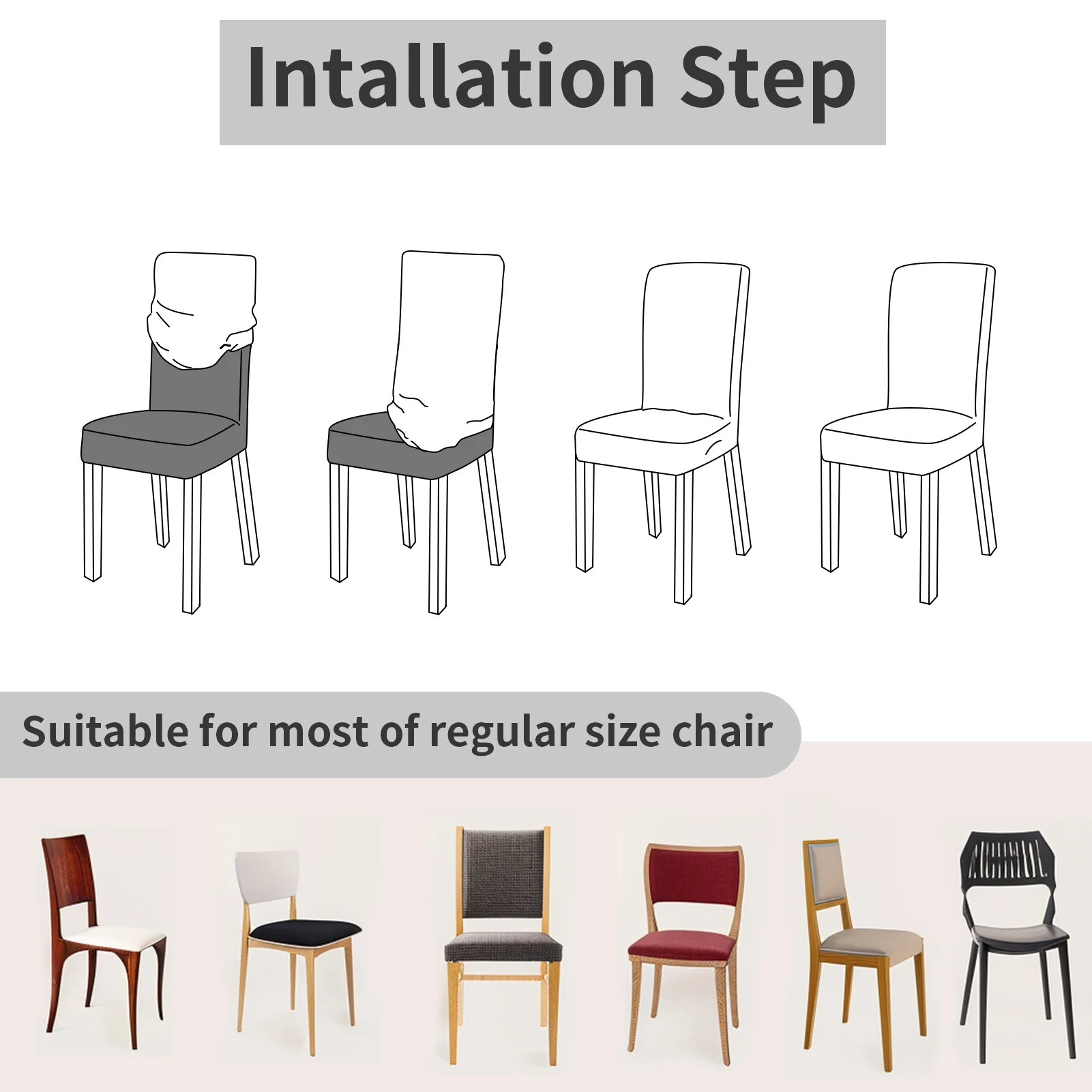 4-teiliges Set mit hohem Stretch-Esszimmerstuhlbezug – Bild 6