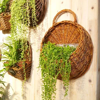 Handgefertigter Blumentopf aus Korbgeflecht, Rattan, Wandbehang, Korbgeflecht, Rattamkorb, Gartenreben, Topf