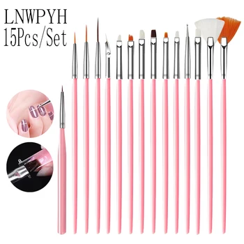 Nail art Liner Pinsel Kit UV Gel Nagel Pinsel Set Französisch Streifen Linie Malerei Zeichnung (15 Stück)