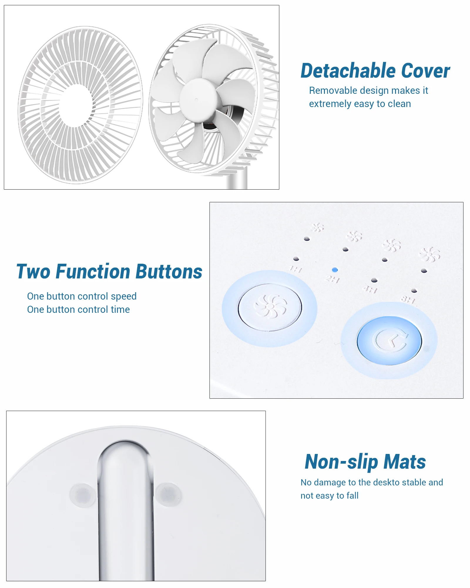 Faltbarer USB-Ventilator mit 4 Geschwindigkeiten und Timing – Bild 6