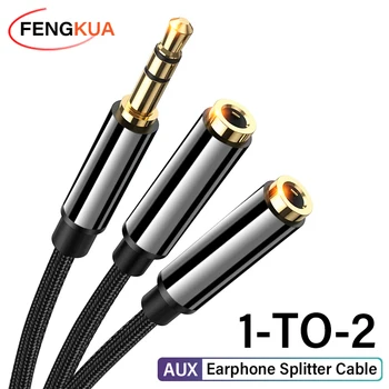 Kopfhörer-Splitter-Kabel, 3,5 mm Stecker auf 2 Buchsen, 3,5 mm Verlängerungskabel, AUX-Adapter für Telefon