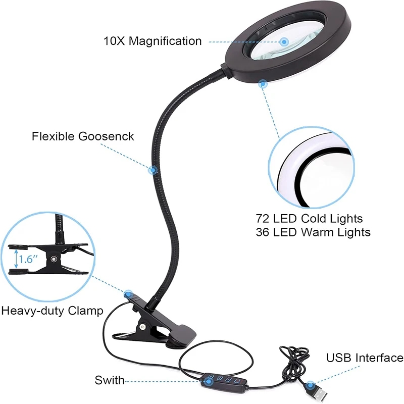 10-fache Lupe mit 3 Farbmodi, LED-beleuchtete – Bild 6
