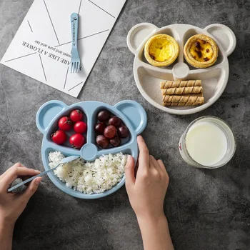 Fraktalbär-Teller-Set für Kinder, zieht leicht die Aufmerksamkeit von Kindern an, erhöht das Essen