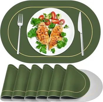 Tischsets aus Leder, hitzebeständige Tischsets, waschbare Tischsets, abwischbare Tischsets für Esstisch