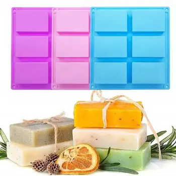 6 Grids Rechteck Silikon Seife Machen Formen DIY Schokolade Mousse Kuchen Backformen Eis Form Werkzeuge