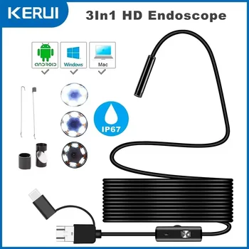 7mm android endoskop kamera 3 in1 micro usb typ c borescope mini kamera wasserdicht led auto inspektion