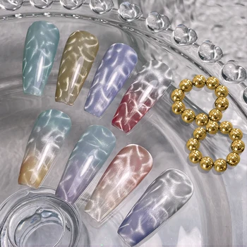 Wasser Welligkeit Cat Eye Magnetische Gel Perlen Multifunktionale Nail art Blume Carving Katze (10 Stück)