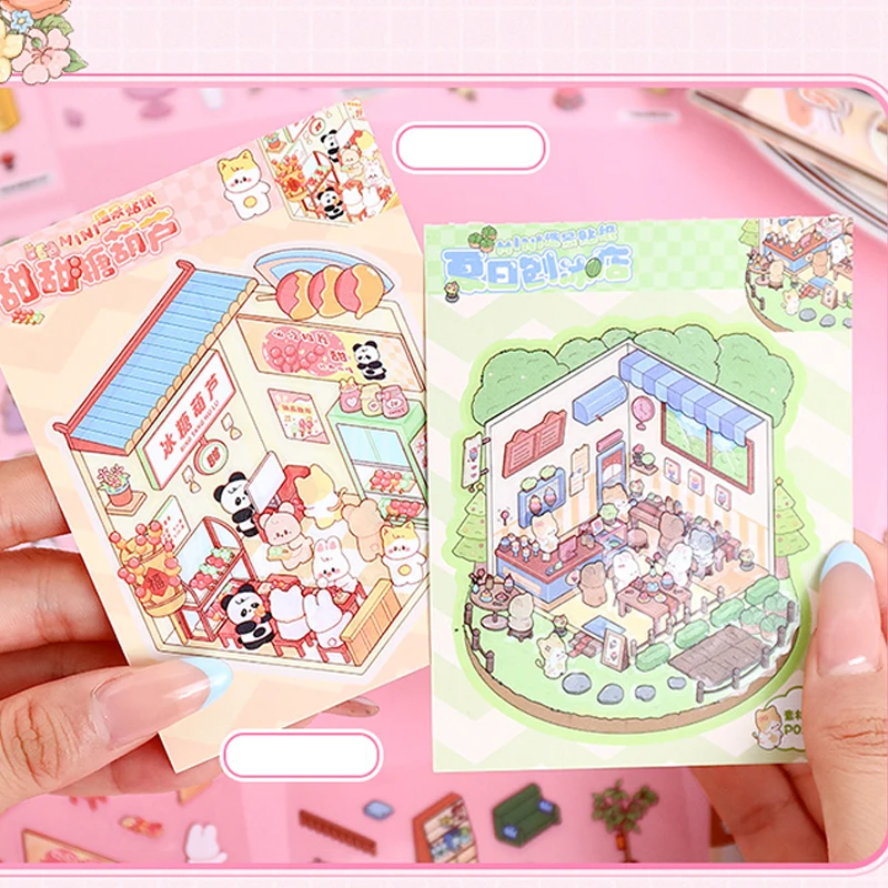 21-teiliges Cartoon-Miniatur-Szenen-Stickerbuch – Bild 6