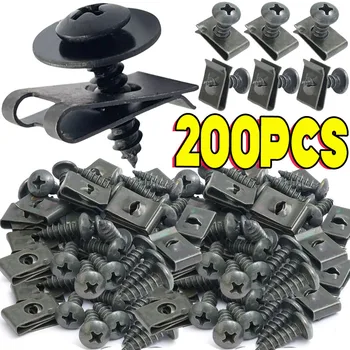 Auto Metall Schraube Clips Set U-Typ Verschluss Clip mit Schraube Anti-rost Kotflügel stoßstange Schutz