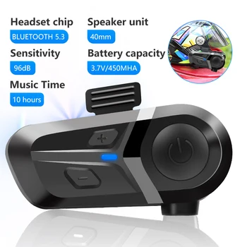 Bluetooth 5,3 Helm Headset Drahtlose Freisprechen Telefon Kit Motorrad Wasserdichte Kopfhörer Musik Player