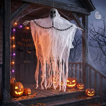 Halloween Hängender Geist Totenkopf Skelett Gaze Gruselige Requisiten Spukhaus Outdoor Garten Horror