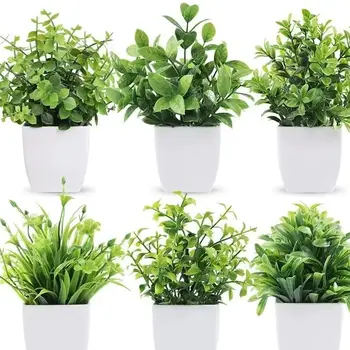 Künstliche Bonsai-grüne gefälschte Pflanze, Eukalyptus-Blume, Topfpflanze für drinnen und draußen, Zuhause