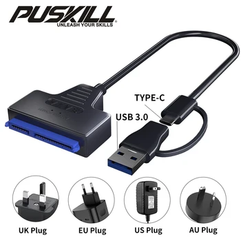 USB 3,0 zu Sata/Typ-C-Adapter Sata-Kabel 2.5/3,5 Zoll SSD HDD Sata III Festplatte mit 12V/2a Netzteil