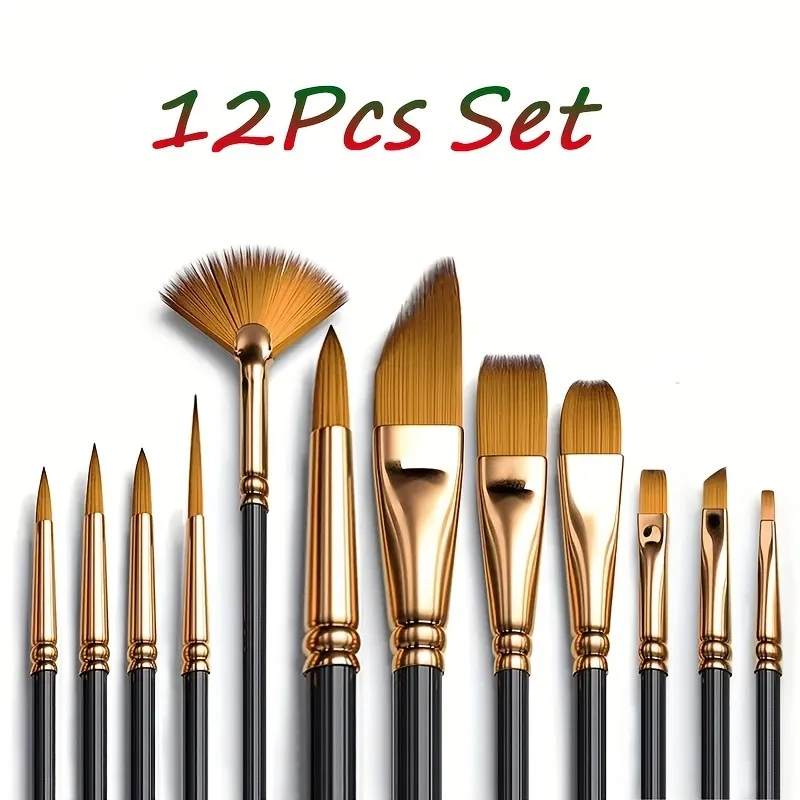 12-teiliges Nylonborsten-Pinsel-Set, flache Pinsel – Bild 2