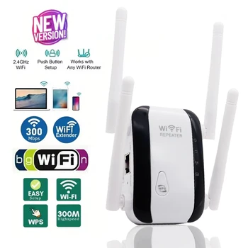WLAN-Repeater mit Antenne, kabelloser Signalverstärker, erweiterter Netzwerkverstärker, EU-US-Heimrouter, 300