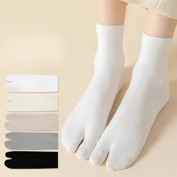 Tabi-Zehensocken für Damen im japanischen Stil, einfarbig, Baumwolle, geteilte Zehensocke, dünne