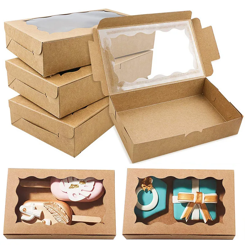 10/20 Stücke Kraftpapier Kuchen Süßigkeiten Boxen Rechteck – Bild 4
