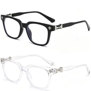 Klassische 3-teilige quadratische Anti-Blaulicht-Brille für Männer und Frauen, schwarzer und transparenter