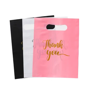 PE-Einkaufstaschen mit „Danke“-Aufdruck, faltbare Plastiktüten für Geschenke, Schmuck, Accessoires (50 Stück)