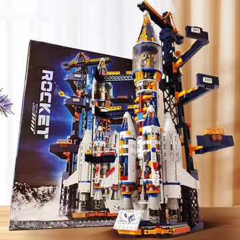 Bemannte Rakete Modell Bausteine Raumstation Bau Spielzeug Rakete Ziegel Stadt Architektur Kinder STEM