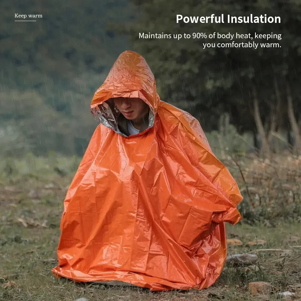 Notfall Regenmantel Poncho Wasserdichte Regenbekleidung Decke – Bild 5