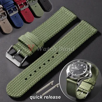 18/20/22/24 mm Nylon-Uhrenarmband für Seiko Army Military Canvas Woven Nylonband Schnellverschluss-Armband