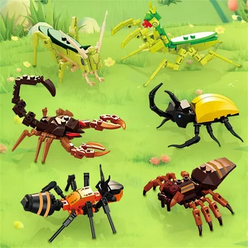 Moc Insekt Tier Modell Biene Ameise Schmetterling Cricket Heuschrecke Set Bausteine Diy Kinder Puzzle